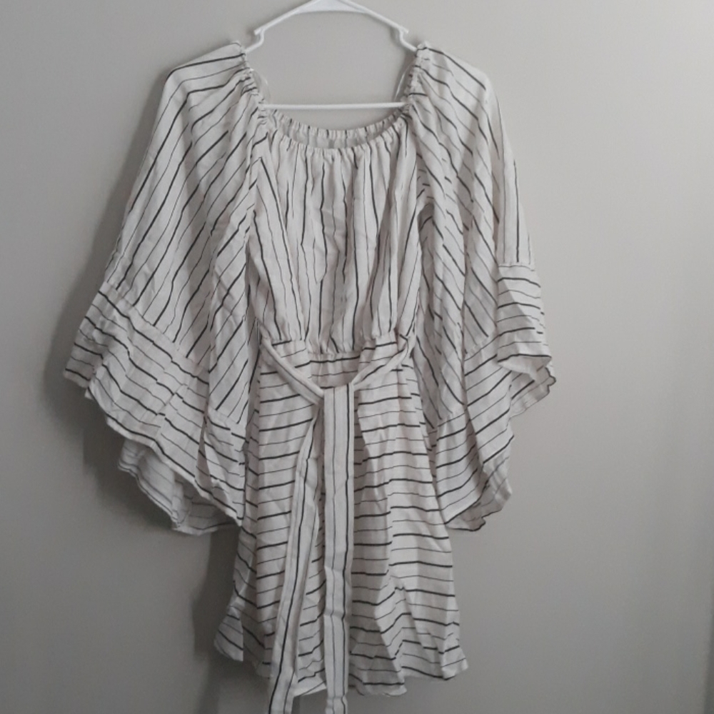 White and Black Striped Top